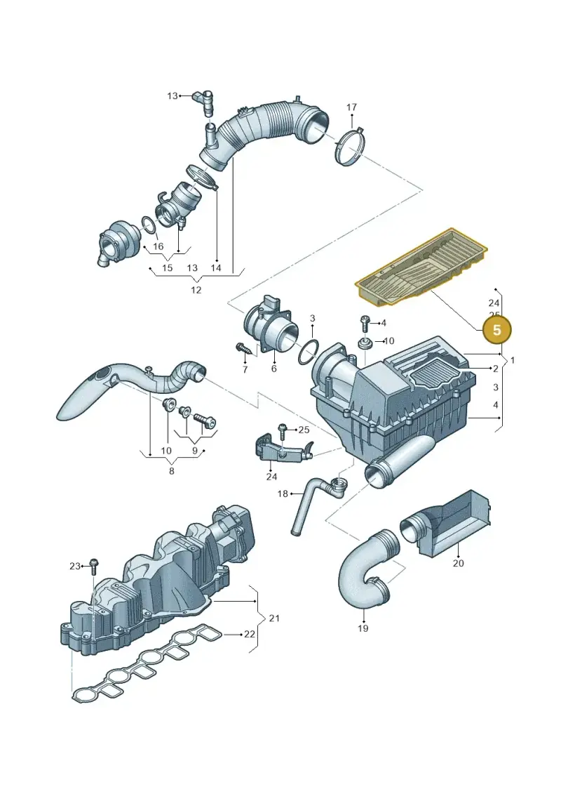 3C0129668A — Volkswagen Jetta variant (2009-2014) diagram 634129600, position 5