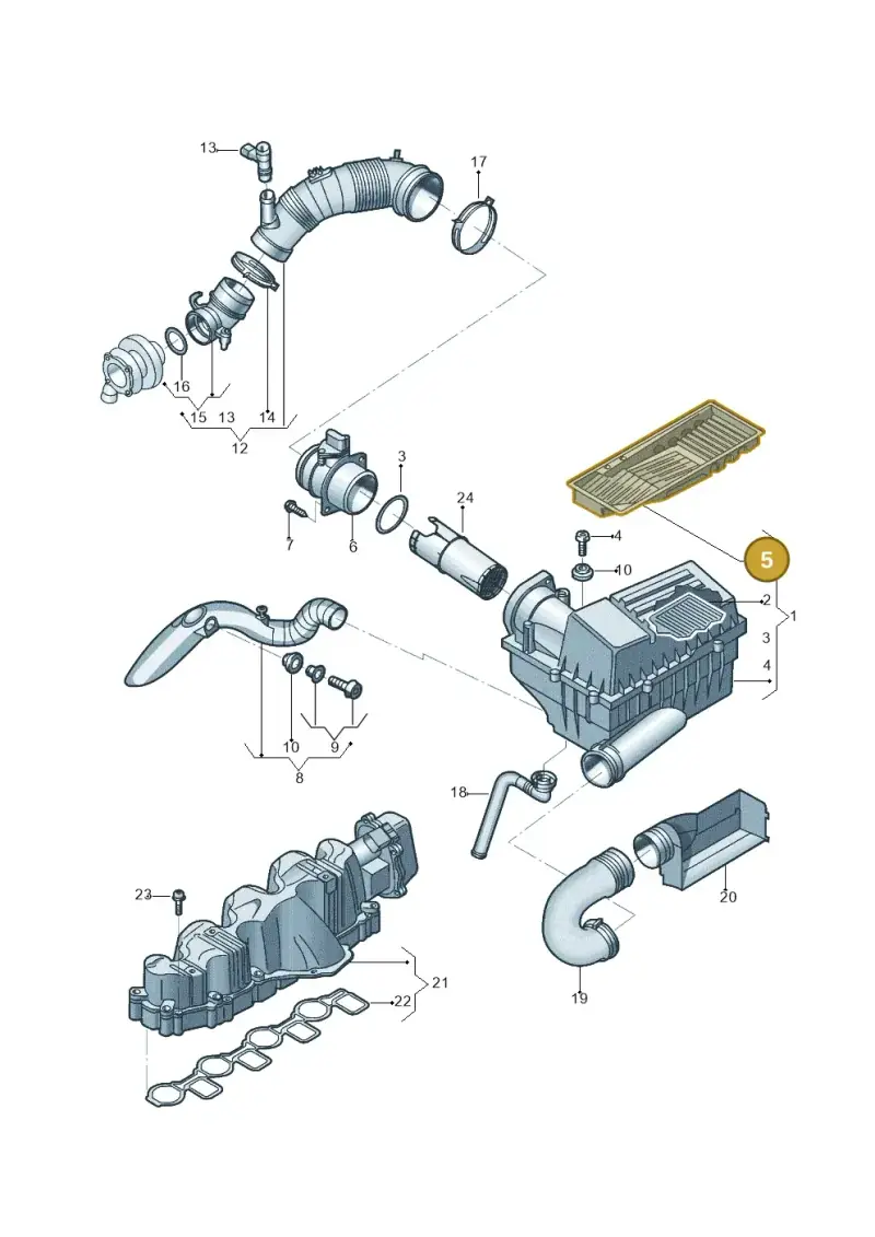 3C0129668A — Volkswagen Jetta (2014-2017) diagram 684129400, position 5