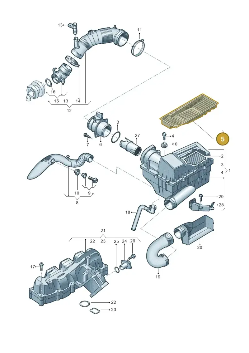 3C0129668A — Volkswagen Caddy kombi (2015-2020) diagram 694129050, position 5