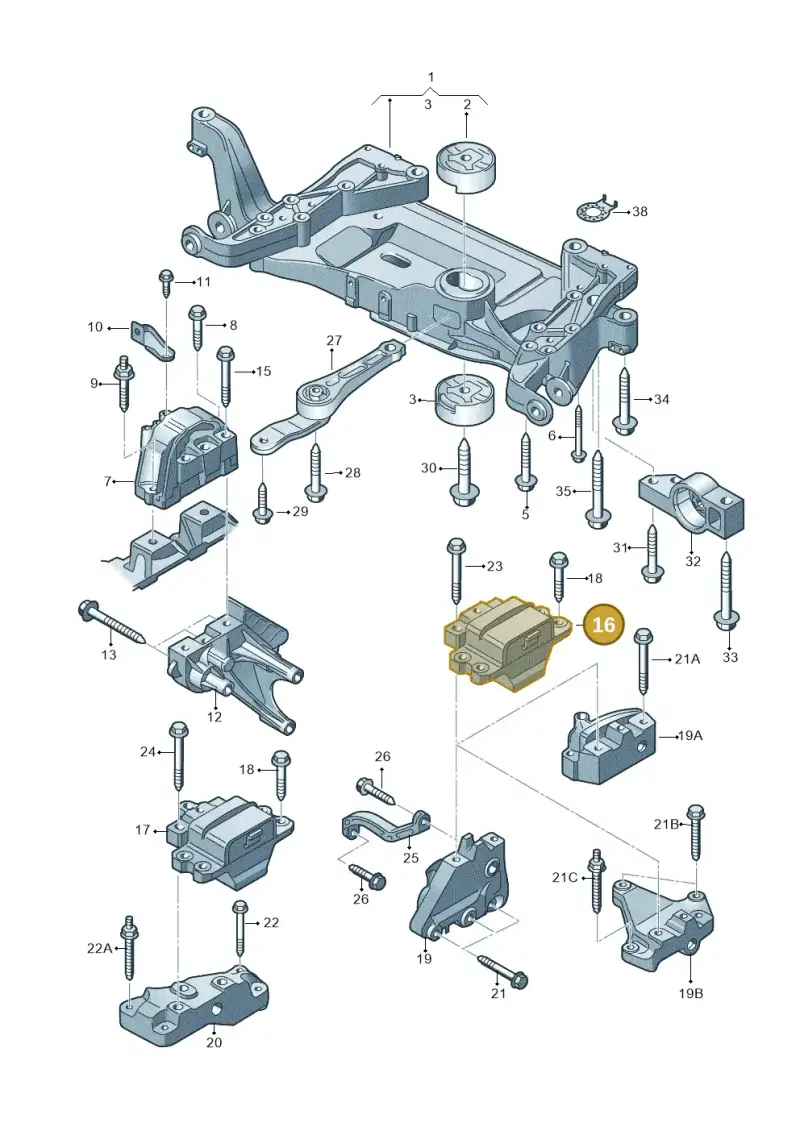 3C0199555P — Volkswagen Passat saloon (2010-2015) diagram 702199200, position 16
