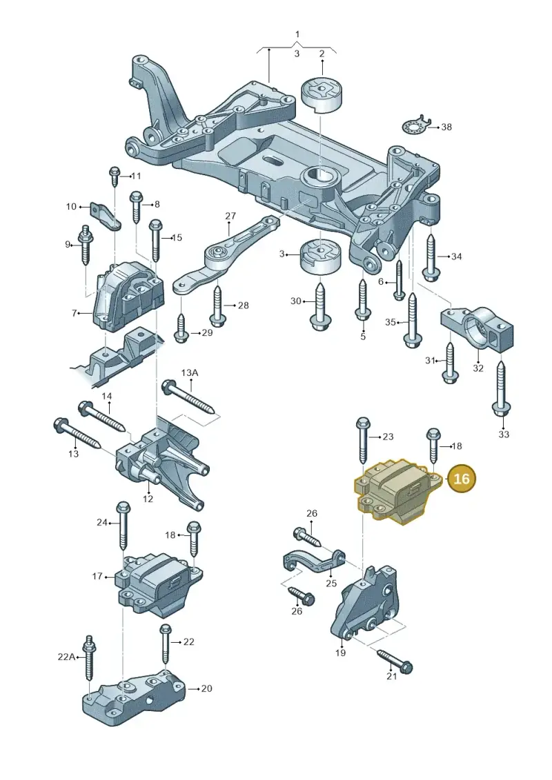 3C0199555P — Volkswagen Passat saloon (2010-2015) diagram 702199400, position 16
