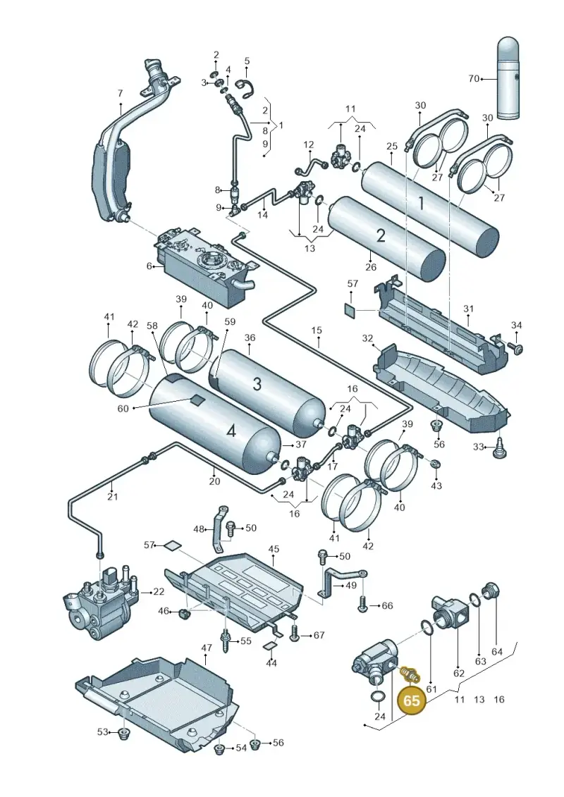 3C0201287 — Volkswagen Touran 2.0 (2010-2015) diagram 694201070, position 65