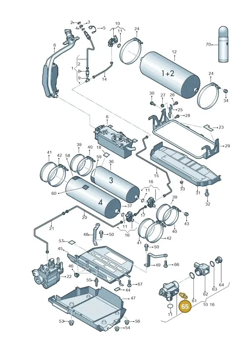 3C0201287 — Volkswagen Touran 2.0 (2010-2015) diagram 694201090, position 65