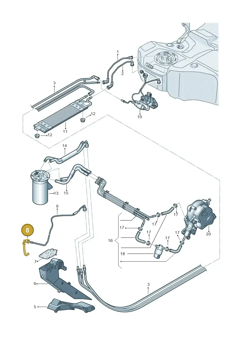 3C0201418A — Volkswagen Passat estate (2008-2011) diagram 460201250, position 8