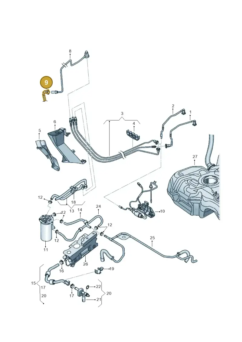 3C0201418A — Volkswagen Passat CC (2008-2012) diagram 645201250, position 9