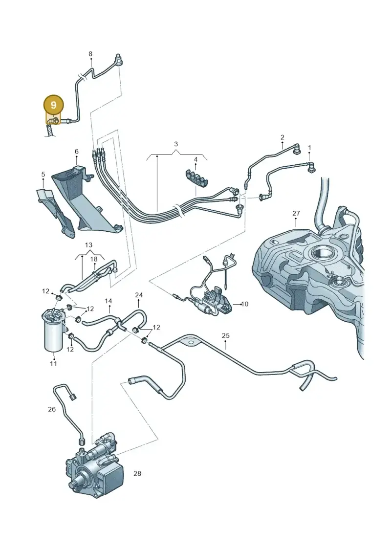 3C0201418A — Volkswagen Passat estate (2008-2011) diagram 649201240, position 9