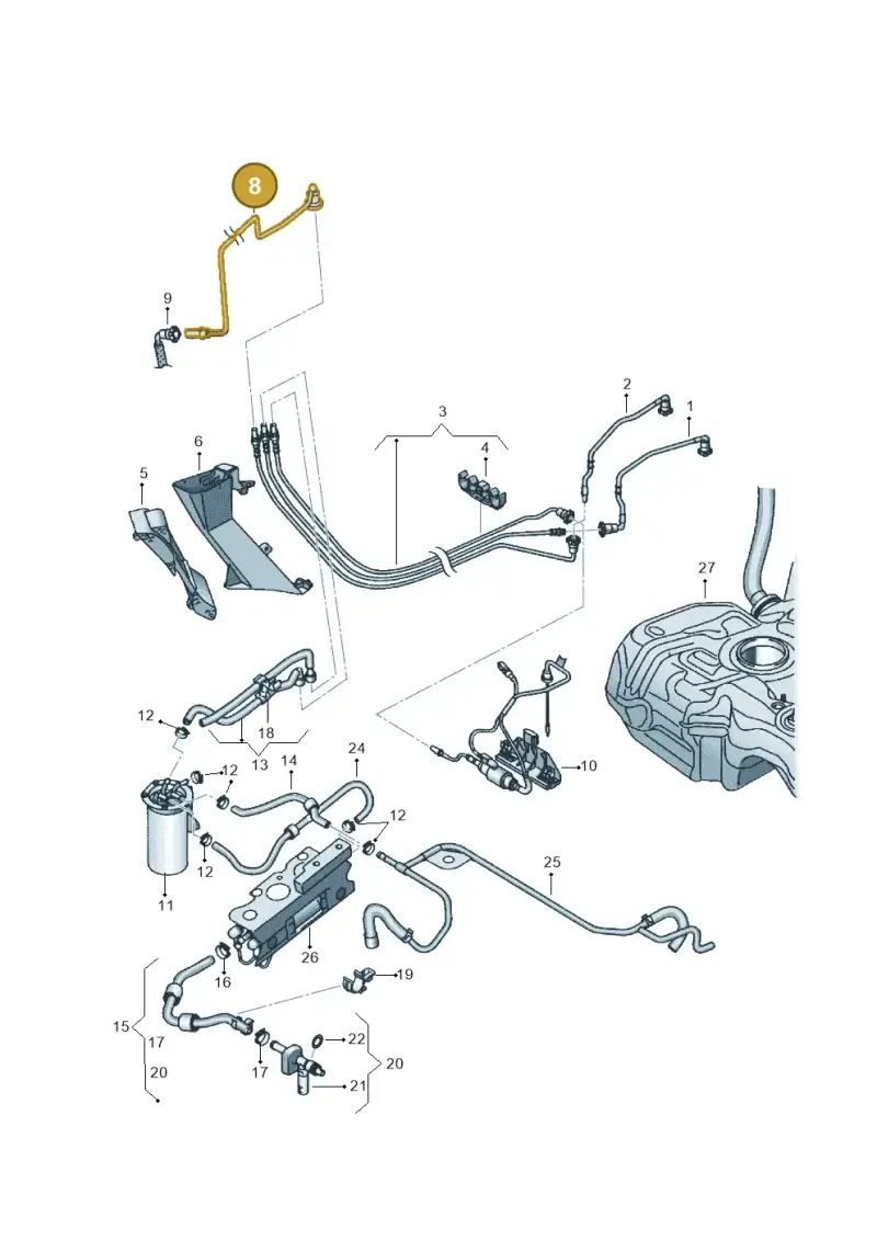 3C0201418B — Volkswagen Passat CC (2008-2012) diagram 645201250, position 8