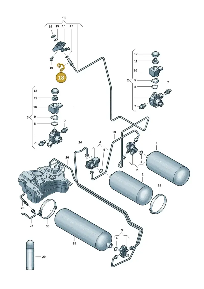 3C0201579 — Volkswagen Polo 1.0 BlueMotion (2017-2024) diagram 837201007, position 18