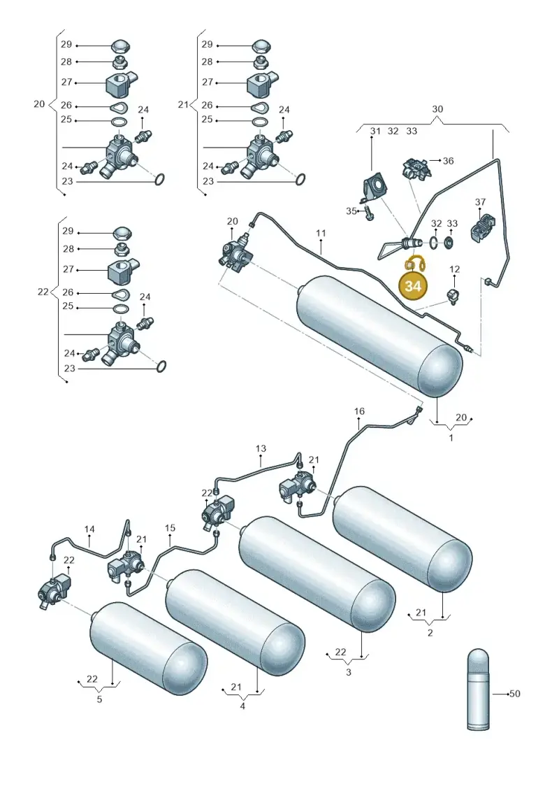 3C0201579 — Volkswagen Caddy Maxi Kombi (2020-2024) diagram 2ka201005, position 34