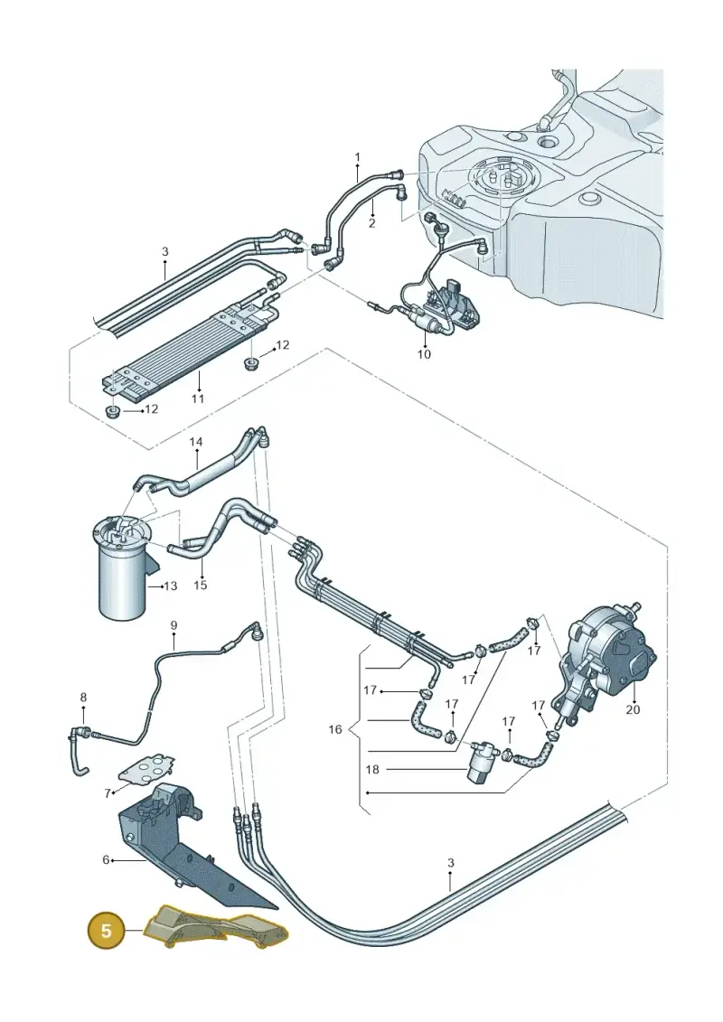 3C0201958A — Volkswagen Passat estate (2008-2011) diagram 460201250, position 5