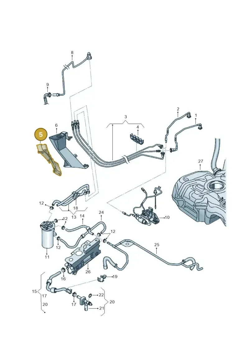 3C0201958A — Volkswagen Passat CC (2008-2012) diagram 645201250, position 5