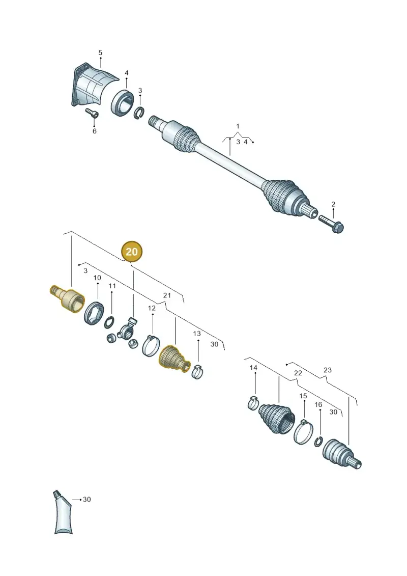 3C0498103G — Volkswagen Passat CC (2011-2016) diagram 645407650, position 20