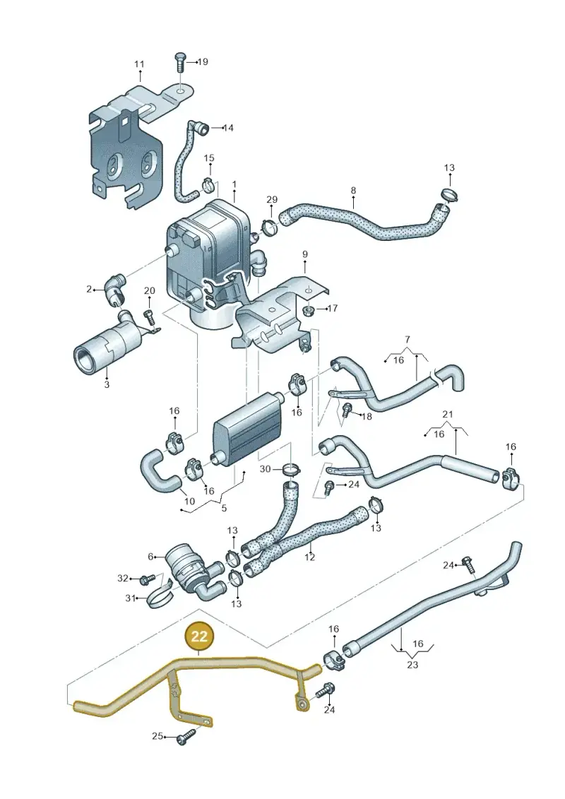 3C0819507B — Volkswagen Passat CC (2008-2012) diagram 409819700, position 22
