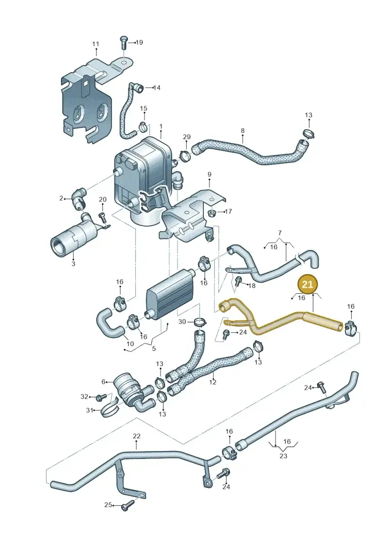 3C0819508 — Volkswagen Passat CC (2008-2012) diagram 409819700, position 21