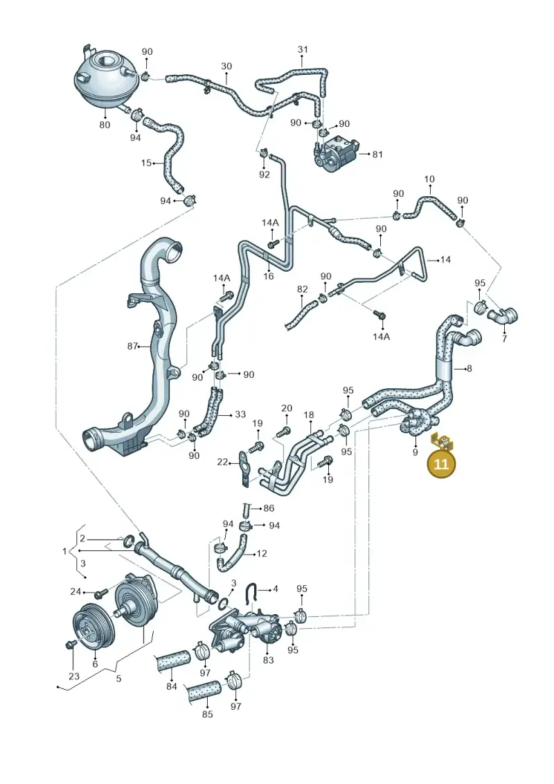 3C0820495 — Volkswagen Touran 2.0 (2010-2015) diagram 694121180, position 11