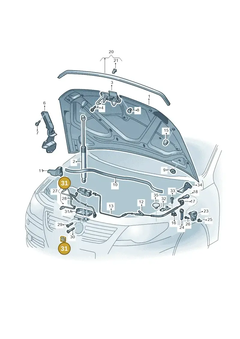 3C0823187 — Volkswagen Passat CC (2011-2016) diagram 645823100, position 31