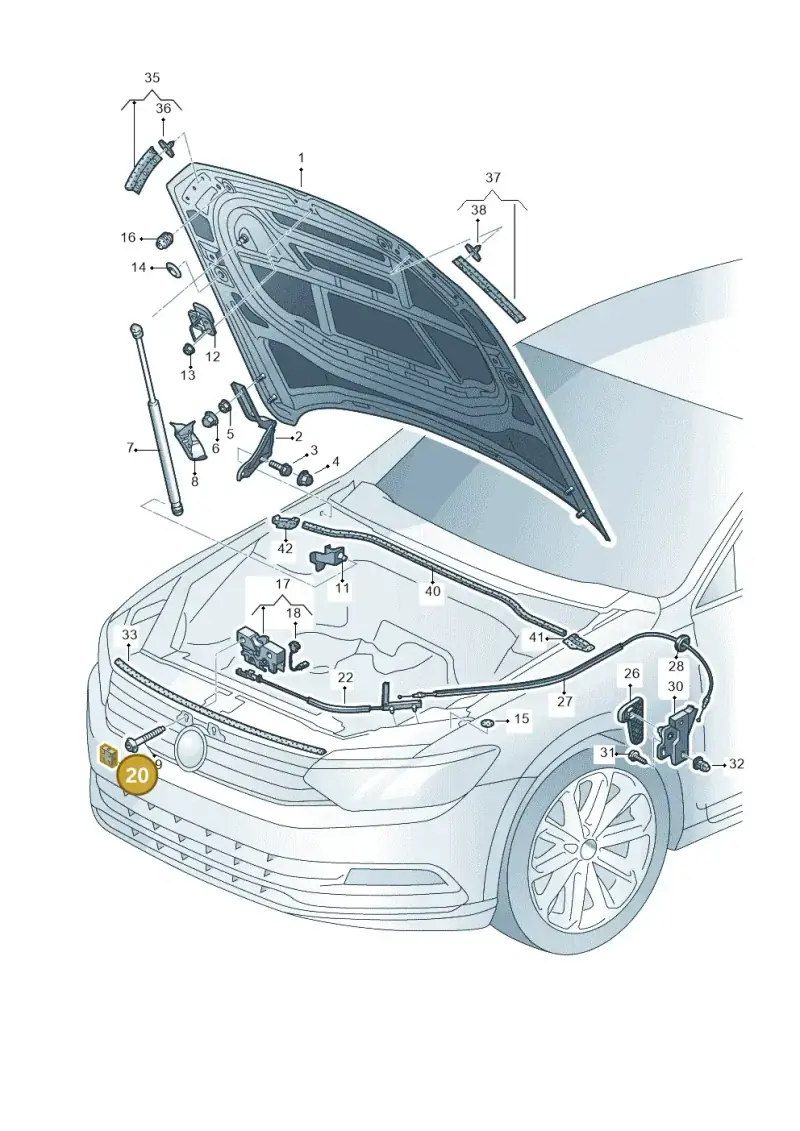 3C0823187 — Volkswagen Passat saloon (2014-2024) diagram 793823000, position 20