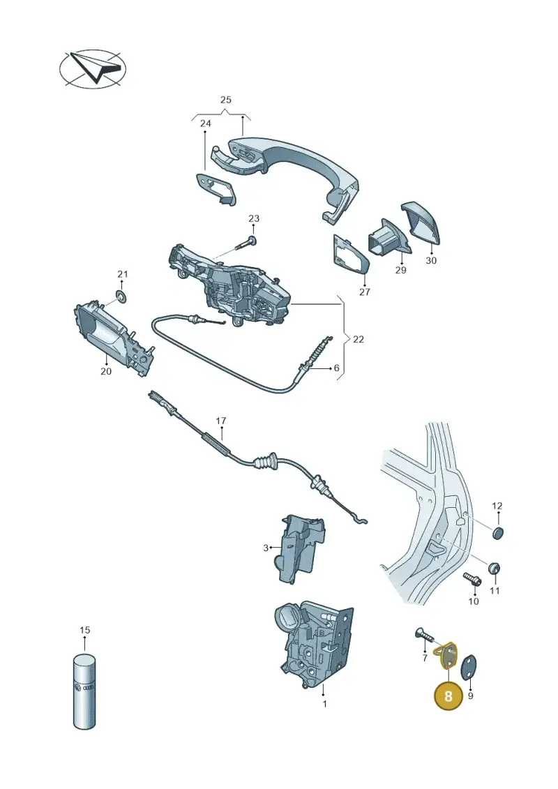 3C0837033B — Volkswagen Touran 2,0 BlueMotion (2015-2024) diagram 780839000, position 8