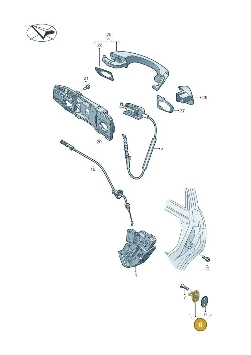 3C0837767A — Volkswagen Taigo (2021-2024) diagram 837839000, position 8
