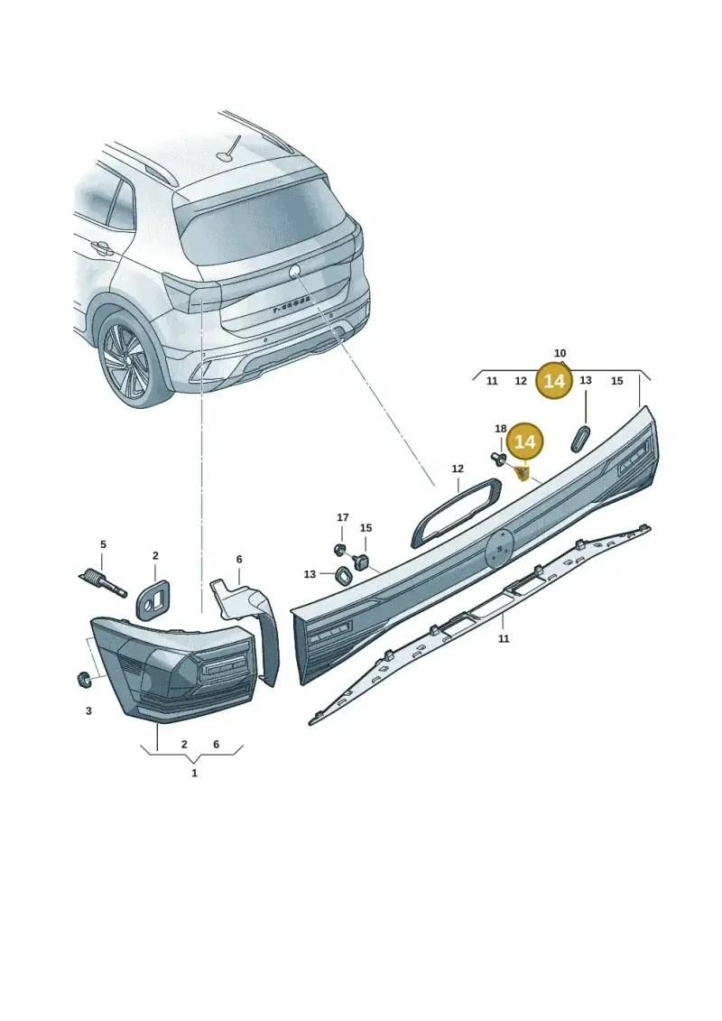 3C0853585 — Volkswagen T-Cross 1,0 (2018-2024) diagram 587945005, position 14