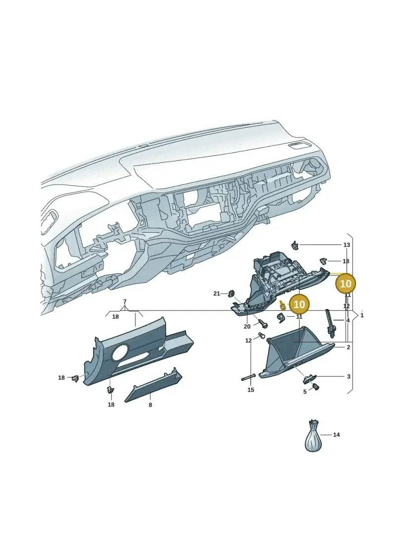 3C0857145 — Volkswagen T-Roc convertible 1.5 (2019-2024) diagram 2gk857020, position 10