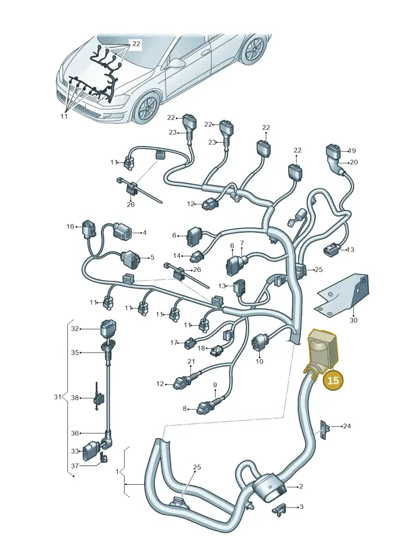 3C0906379 — Skoda Octavia (2017-2020) diagram 827971140, position 15