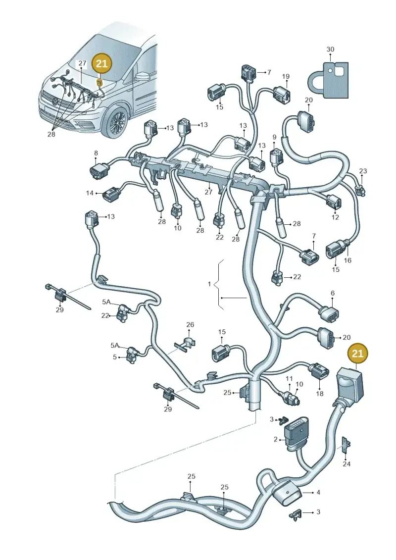 3C0906379 — Volkswagen Caddy (2015-2020) diagram 866971080, position 21