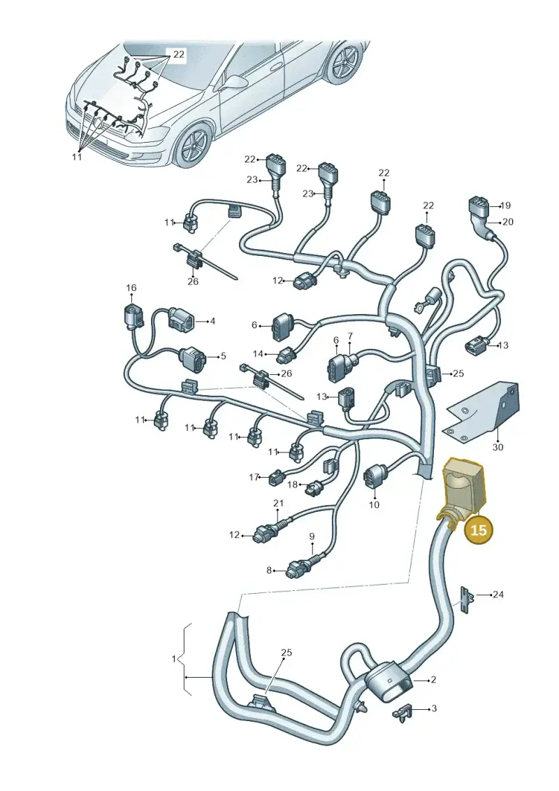 3C0906379 — Volkswagen Golf (2015-2019) diagram 867971140, position 15