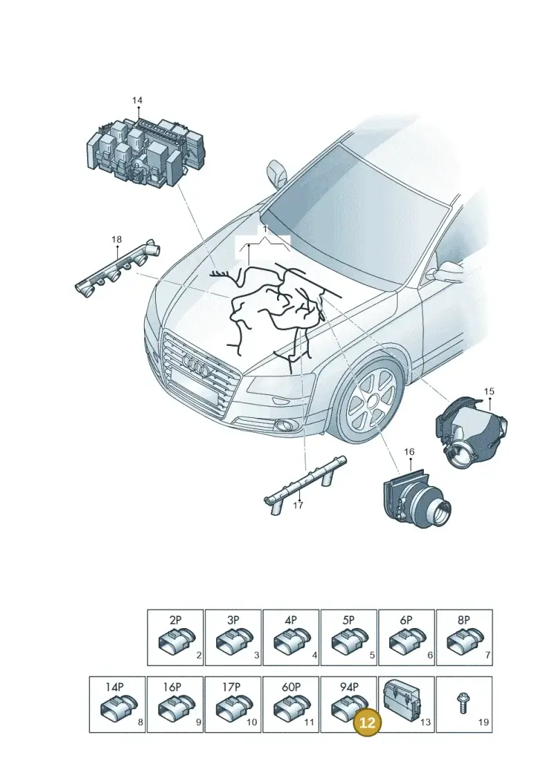 3C0906385 — Audi A7 Sportback (2014-2018) diagram 788971150, position 12