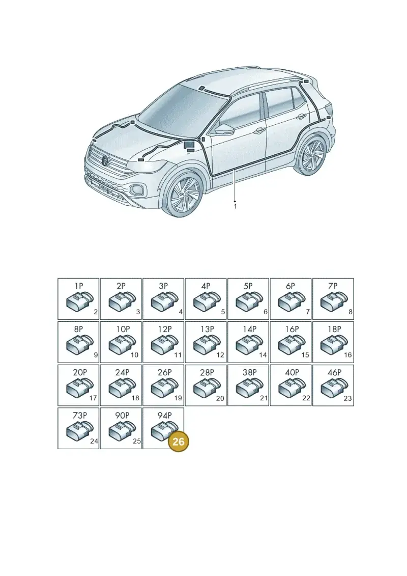 3C0906385 — Volkswagen T-Cross (2018-2025) diagram 587971080, position 26