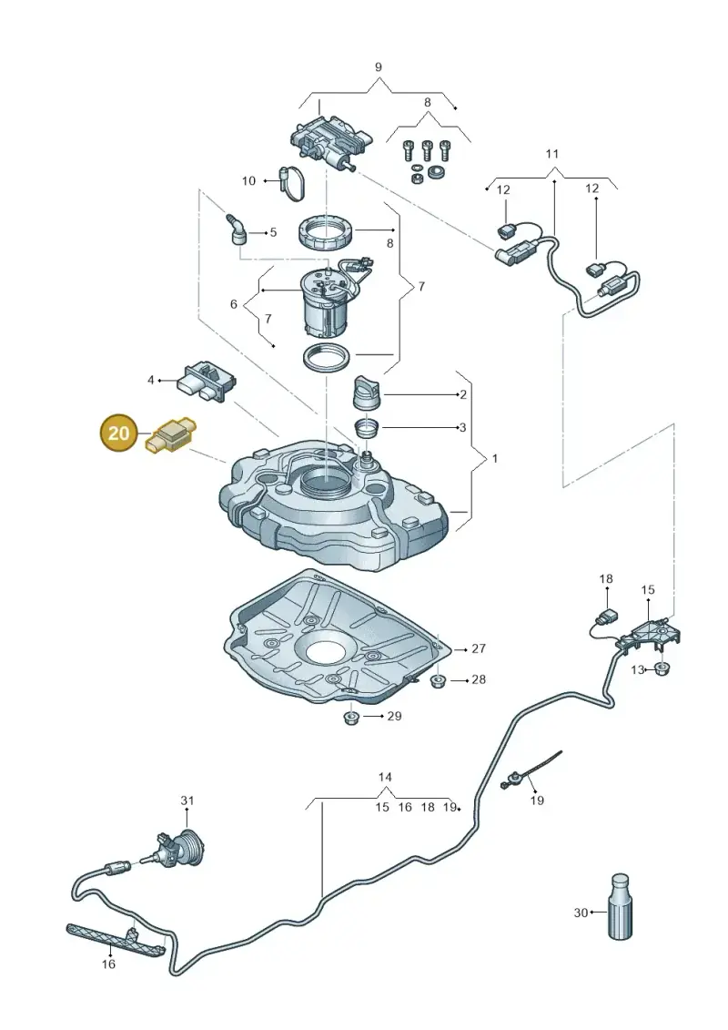 3C0906651 — Volkswagen Touareg BlueMotion (2014-2018) diagram 787253760, position 20