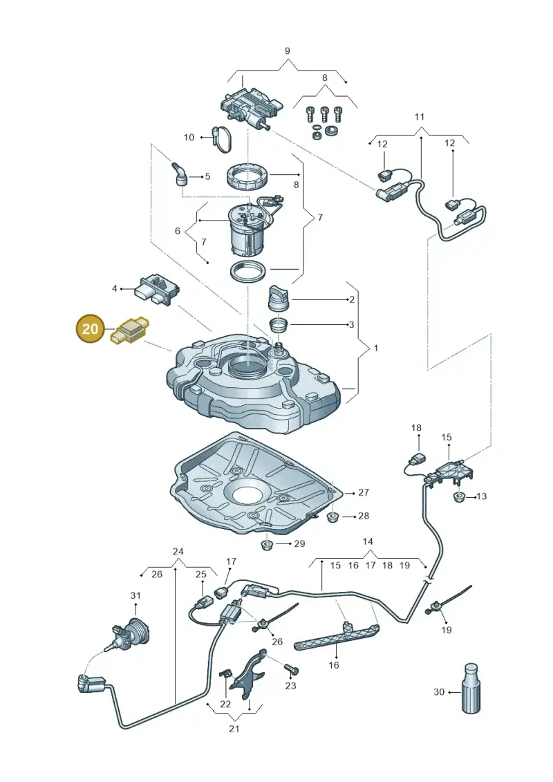 3C0906651 — Volkswagen Touareg BlueMotion (2014-2018) diagram 787253740, position 20