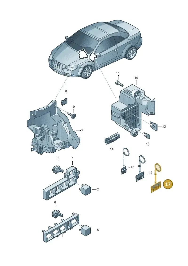3C0937524G — Volkswagen Eos BlueMotion (2010-2015) diagram 712937000, position 17