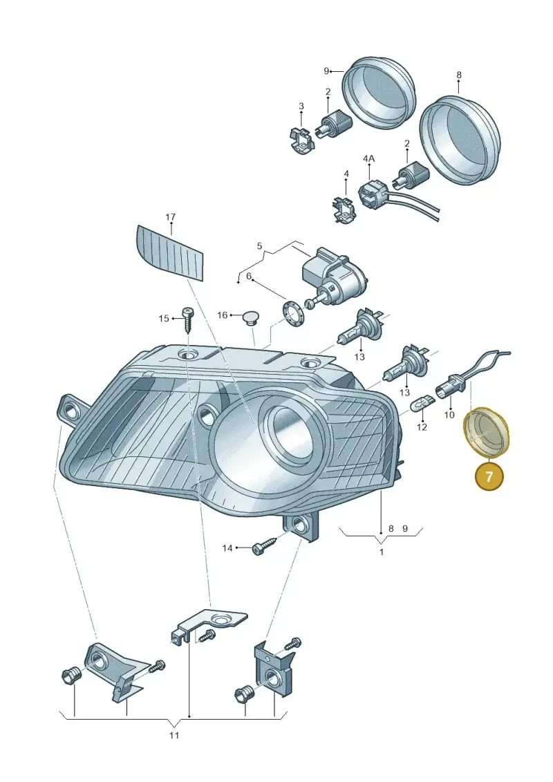 3C0941607B — Volkswagen Passat estate (2008-2011) diagram 460941000, position 7