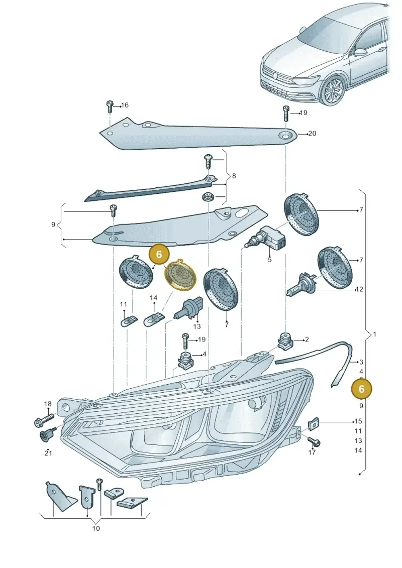 3C0941607B — Volkswagen Passat saloon (2014-2024) diagram 793941000, position 6