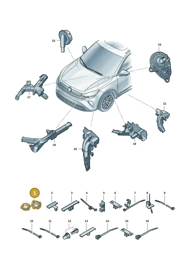 3C0971260A — Volkswagen Tiguan 2.0 (2023-) diagram 57x971801, position 1