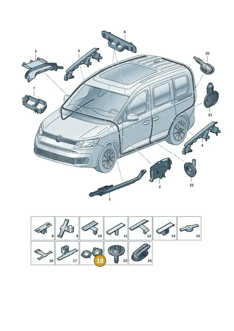 3C0971260C — Volkswagen Caddy Maxi Kombi (2020-2024) diagram 2ka971091, position 18