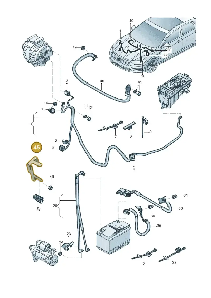 3C0971858D — Volkswagen Jetta 1.4 (2017-2024) diagram 431971010, position 45