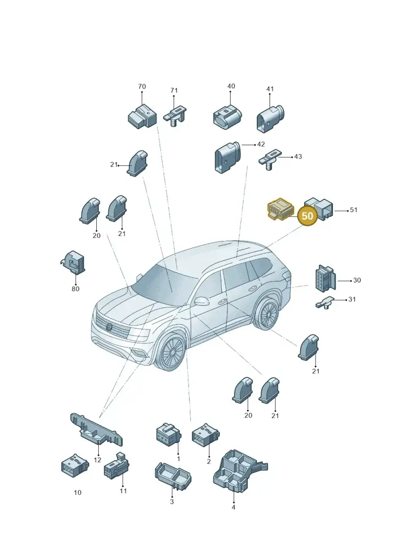 3C0972725A — Volkswagen Teramont X (2021-2023) diagram 519971830, position 50