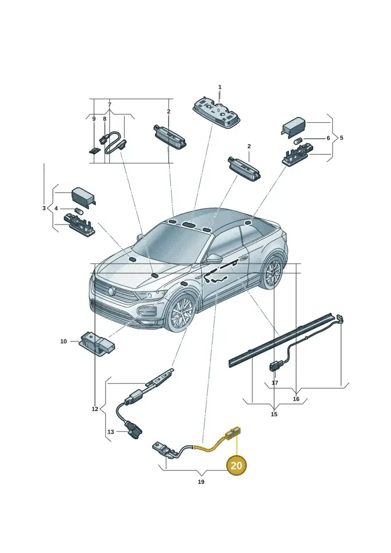 3C0973119B — Volkswagen T-Roc convertible 1.5 (2019-2024) diagram 2gk947000, position 20