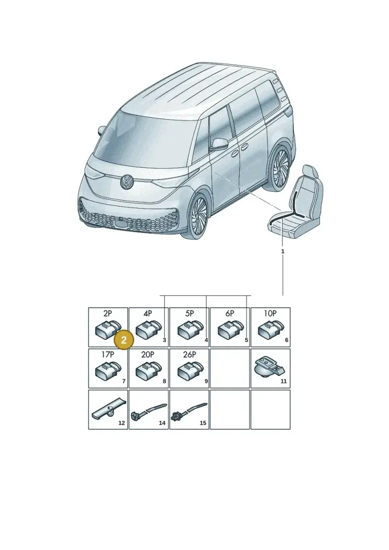 3C0973332B — Volkswagen ID.Buzz (2022-) diagram 15a972250, position 2
