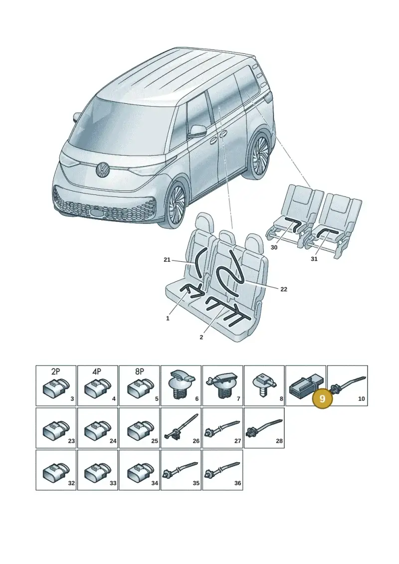 3C0973332C — Volkswagen ID.Buzz (2022-) diagram 15a972270, position 9