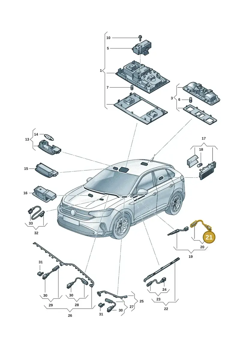 3C0973332C — Volkswagen Taigo (2021-2024) diagram 2f0947000, position 21
