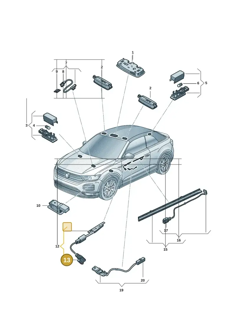 3C0973332C — Volkswagen T-Roc convertible 1.5 (2019-2024) diagram 2gk947000, position 13