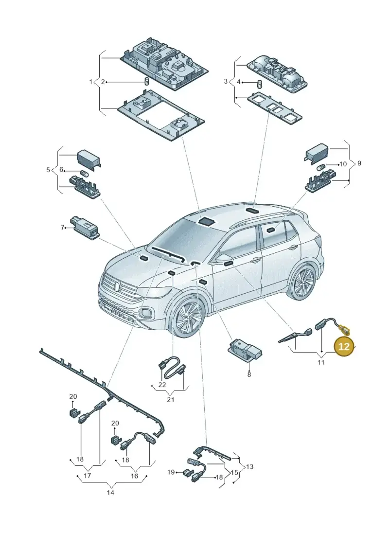 3C0973332C — Volkswagen T-Cross 1,0 (2018-2024) diagram 587947000, position 12