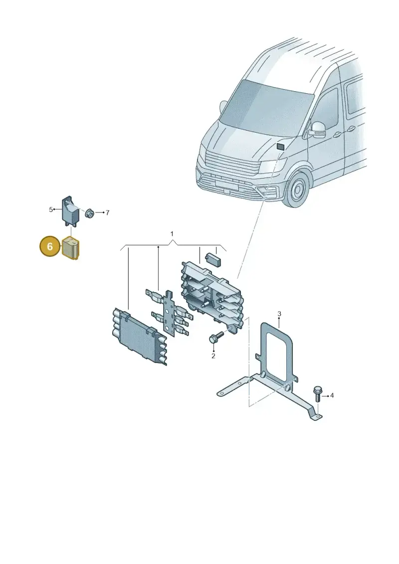 3C0973721 — Volkswagen E-Crafter 35 (2018-2024) diagram 599937020, position 6