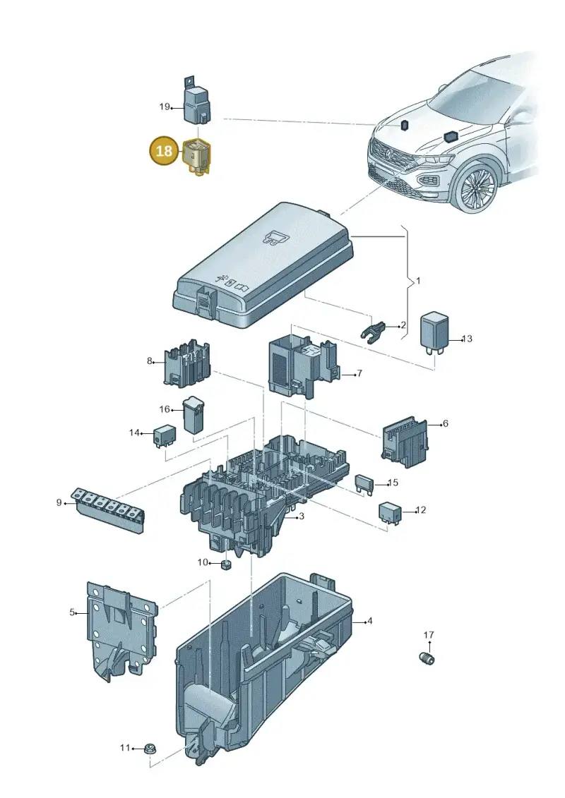 3C0973721 — Volkswagen T-Roc BlueMotion (2017-2024) diagram 813937100, position 18