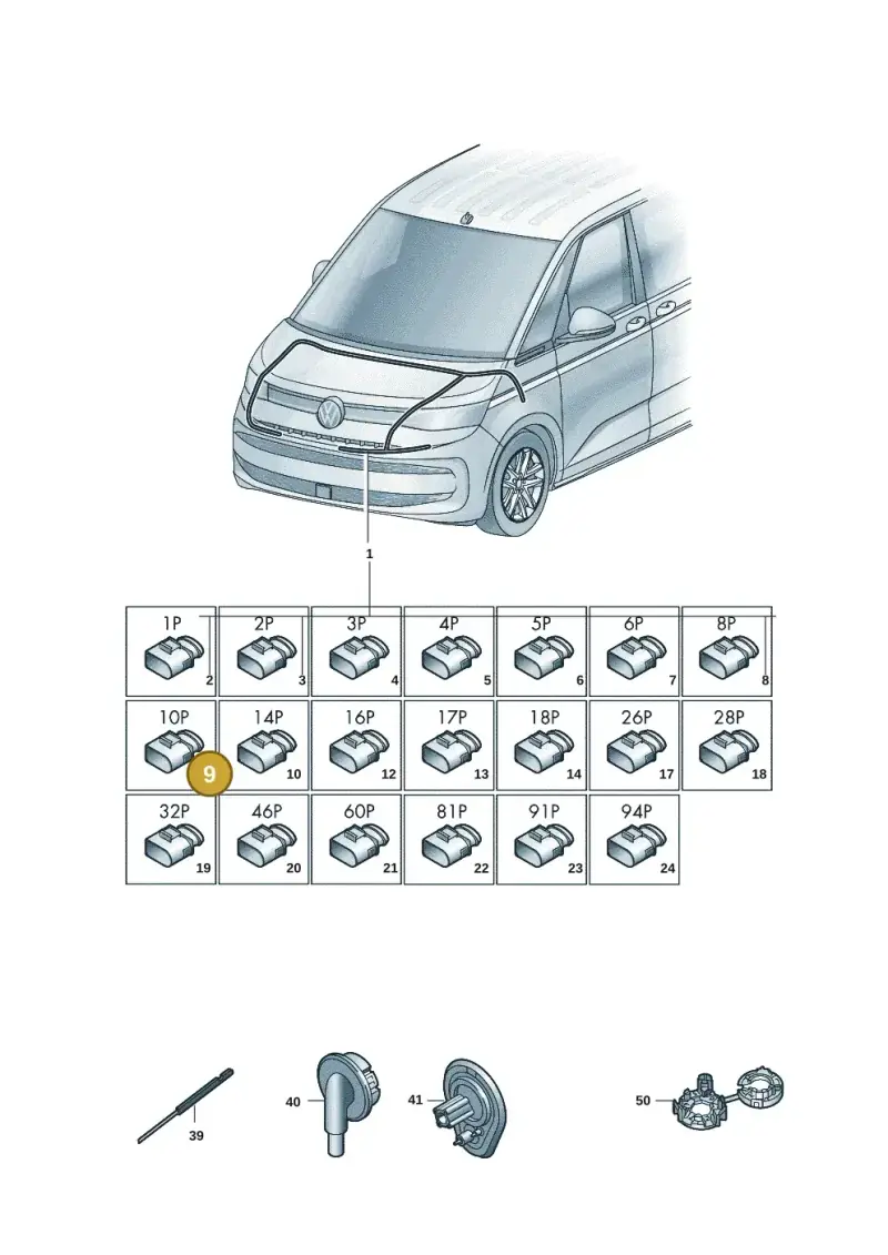 3C0973737A — Volkswagen Multivan (2021-2025) diagram 7t0971800, position 9