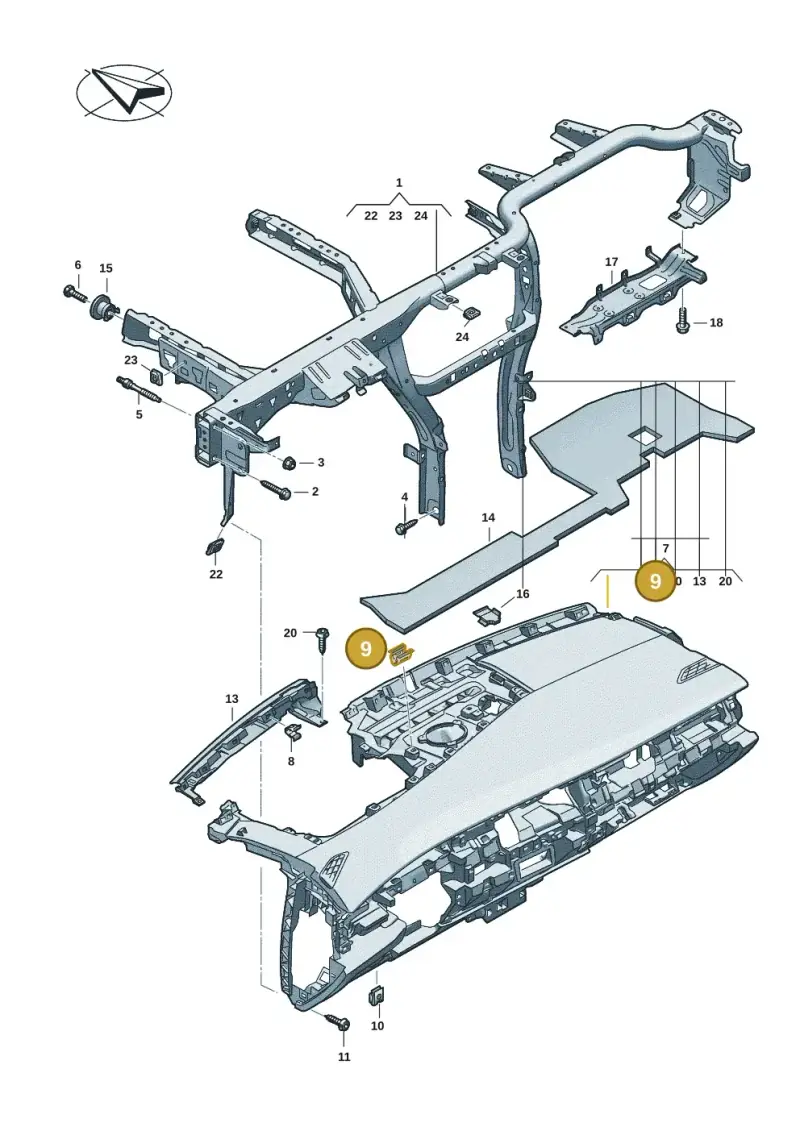 3C8867190 — Volkswagen ID.7 Limousine Pro (2023-) diagram 14b857000, position 9