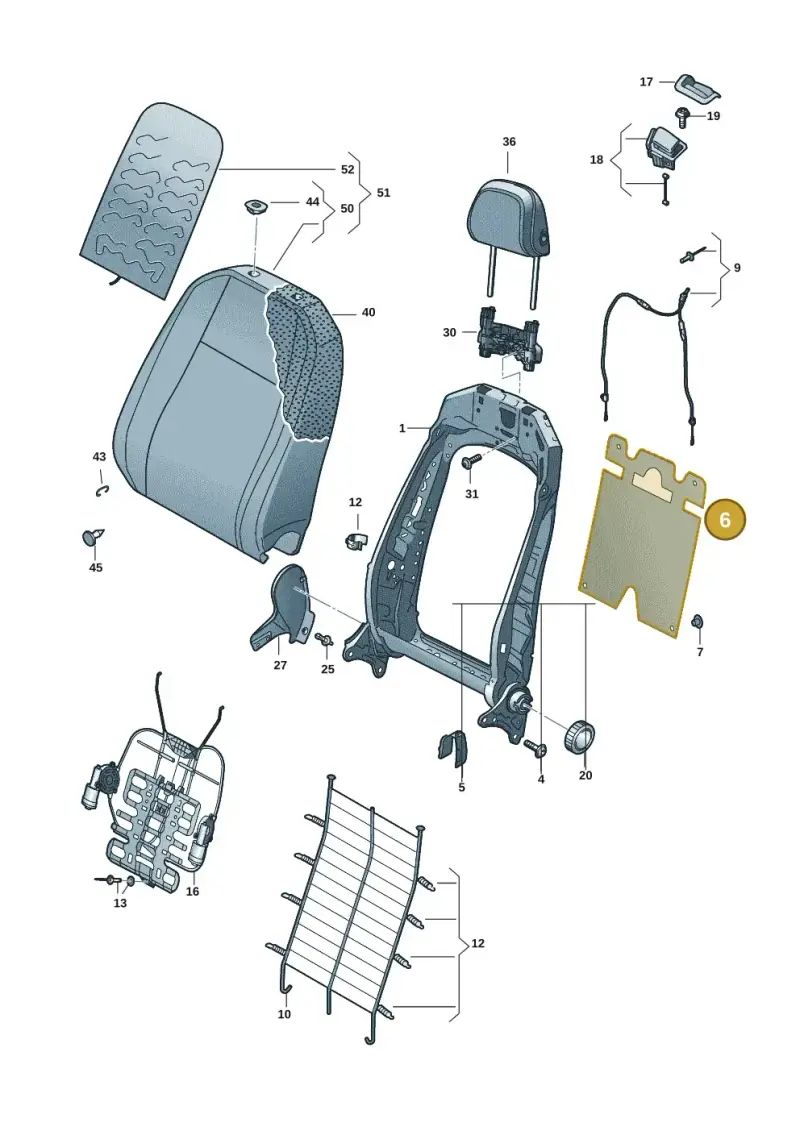 3C8881989 — Volkswagen T-Roc convertible 1.5 (2019-2024) diagram 2gk881500, position 6